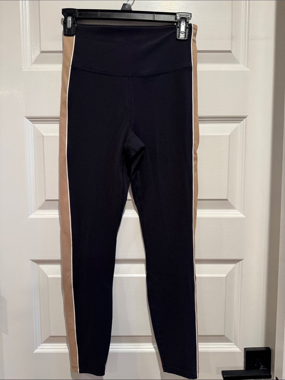 all in motion Black Leggings with Tan Side Panels